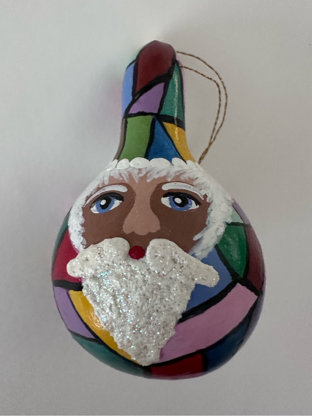 Vintage hand painted gourd ornament